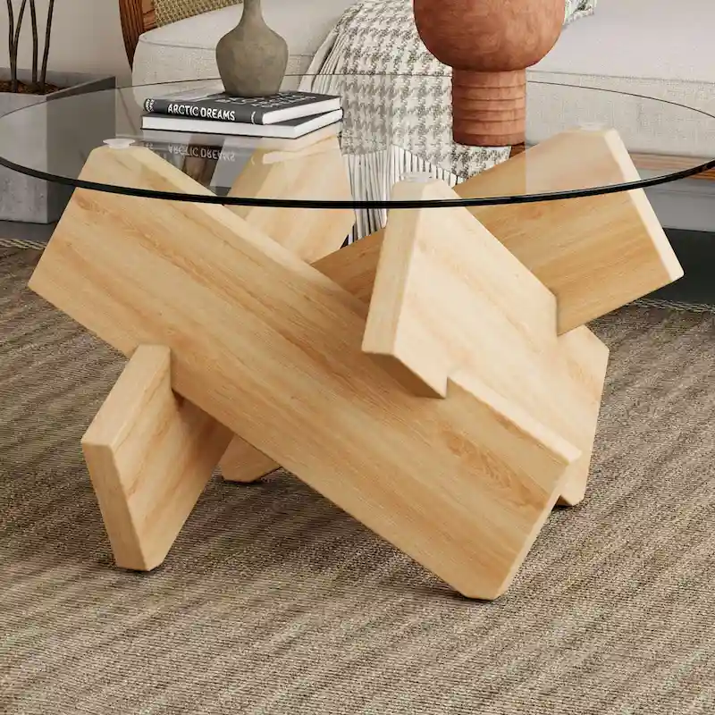 33,4 Table ronde moderne en verre trempé
