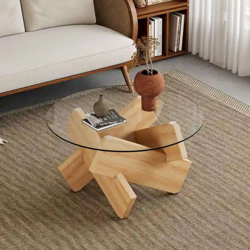 33,4 Table ronde moderne en verre trempé