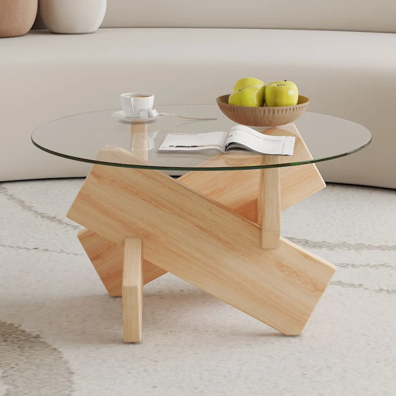 33,4 Table ronde moderne en verre trempé