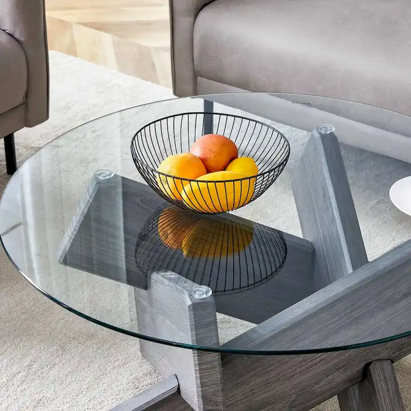 33,4 Table ronde moderne en verre trempé