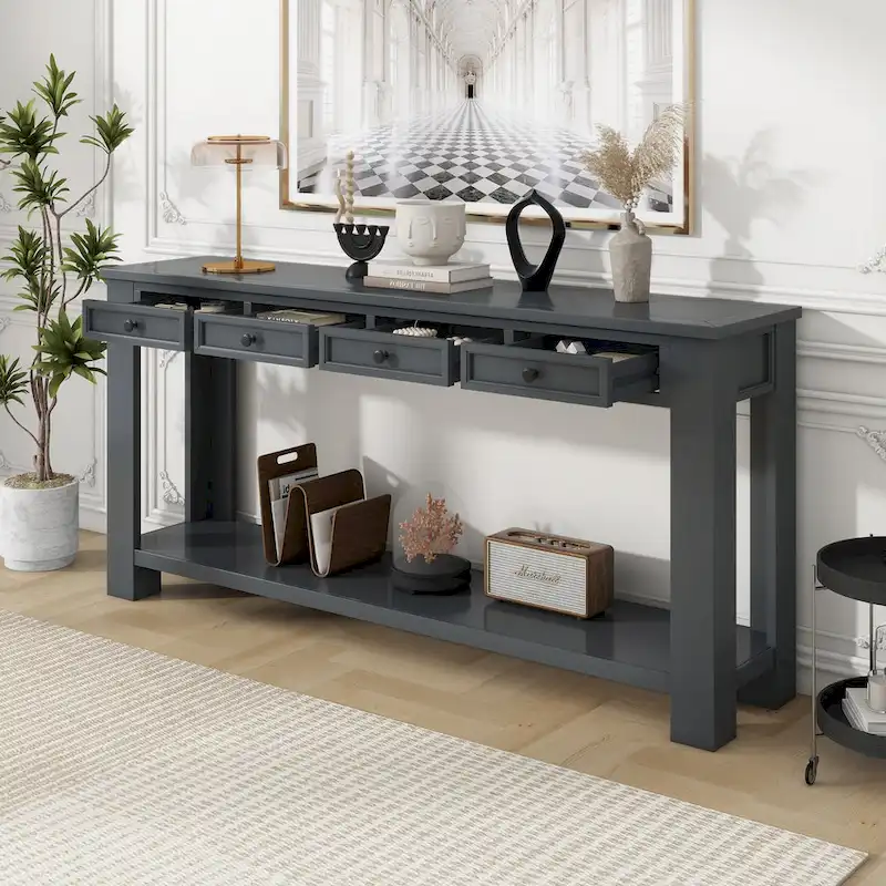 Console / Table d'appoint avec tiroirs de rangement et étagère inférieure pour entrée/couloir