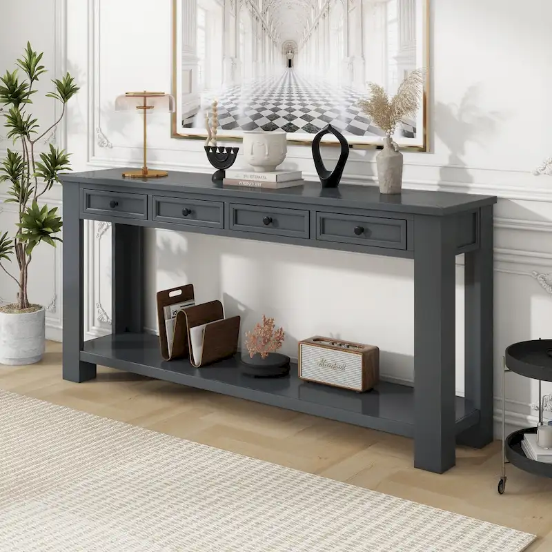 Console / Table d'appoint avec tiroirs de rangement et étagère inférieure pour entrée/couloir
