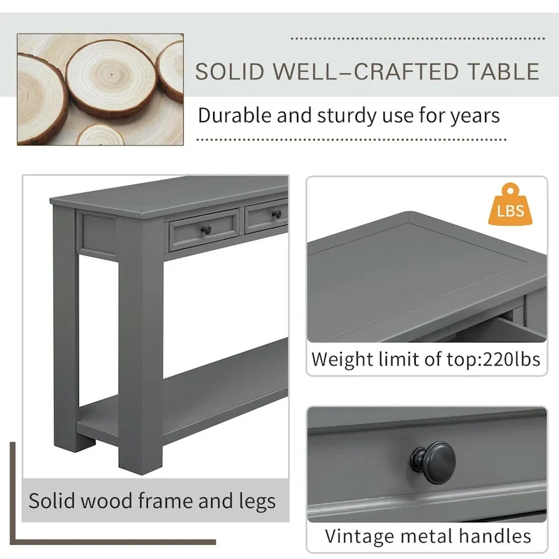 Console / Table d'appoint avec tiroirs de rangement et étagère inférieure pour entrée/couloir