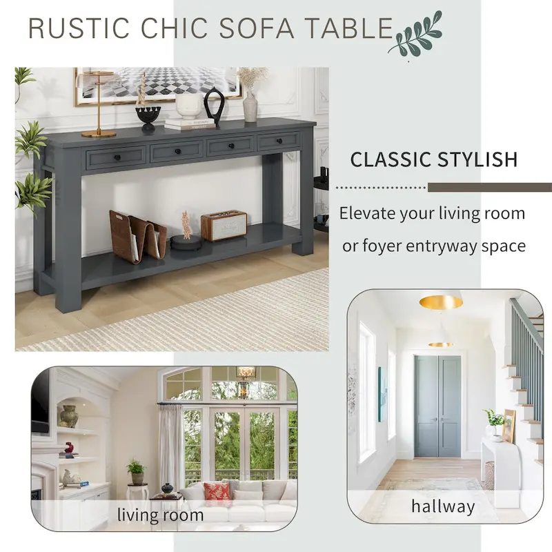 Console / Table d'appoint avec tiroirs de rangement et étagère inférieure pour entrée/couloir
