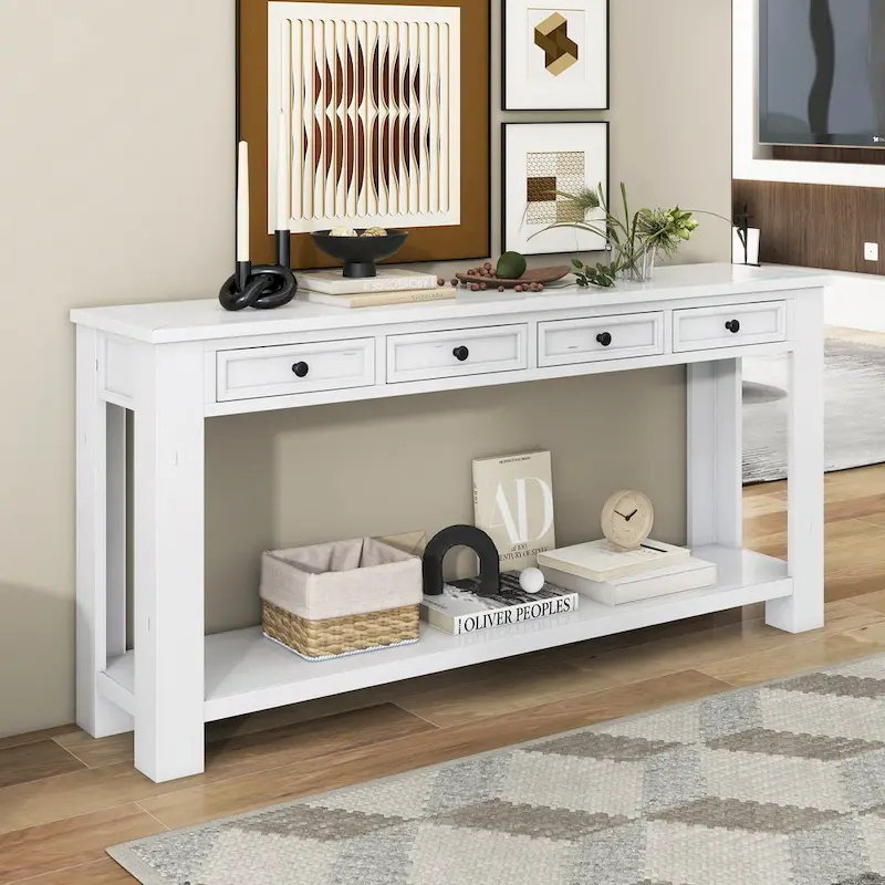 Console / Table d'appoint avec tiroirs de rangement et étagère inférieure pour entrée/couloir