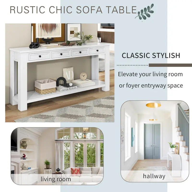 Console / Table d'appoint avec tiroirs de rangement et étagère inférieure pour entrée/couloir