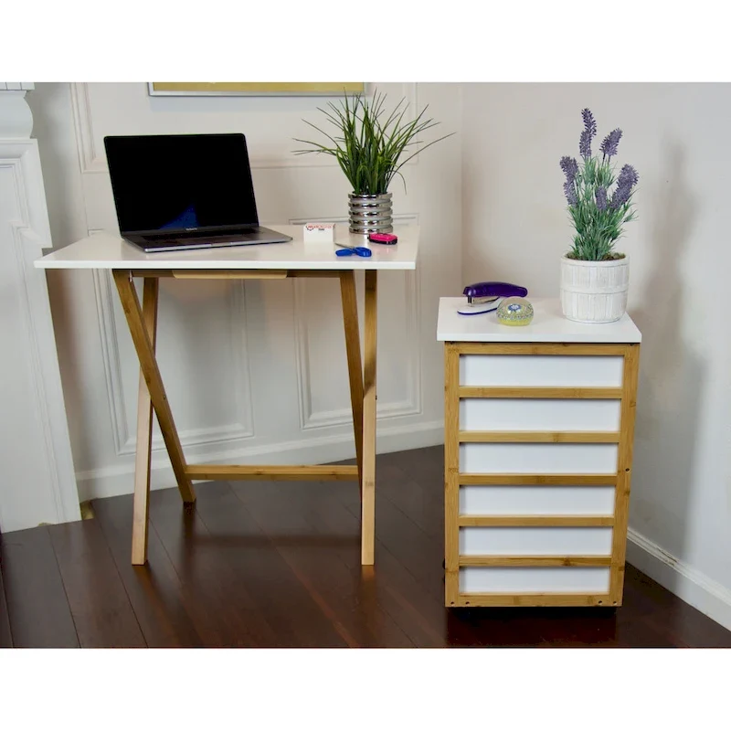 Bureau pliant à cadre en bambou