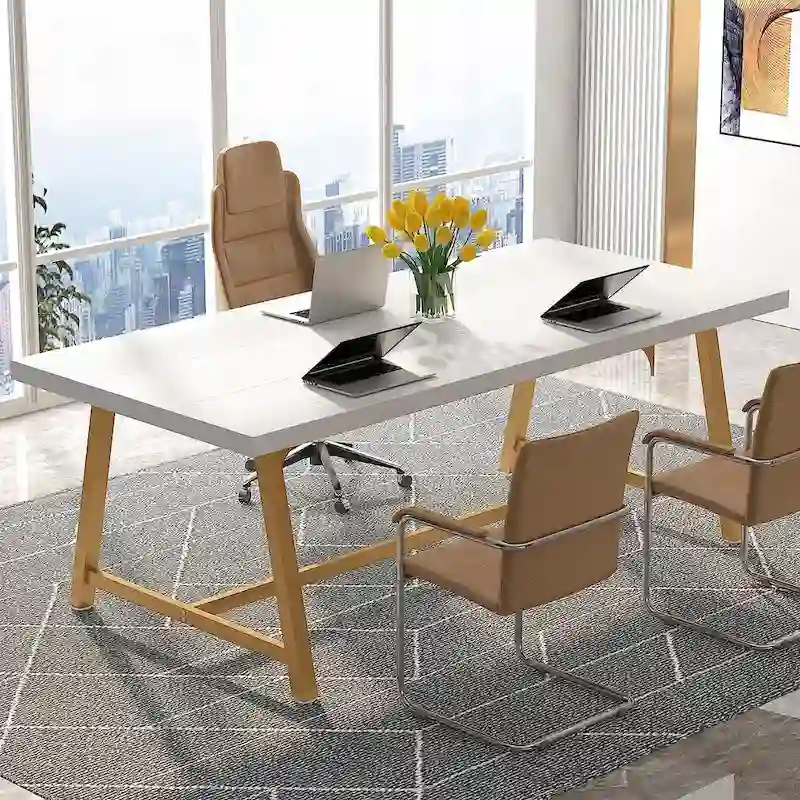 Table de conférence rectangulaire de 183 cm, table de réunion de 180 cm pour 6 personnes