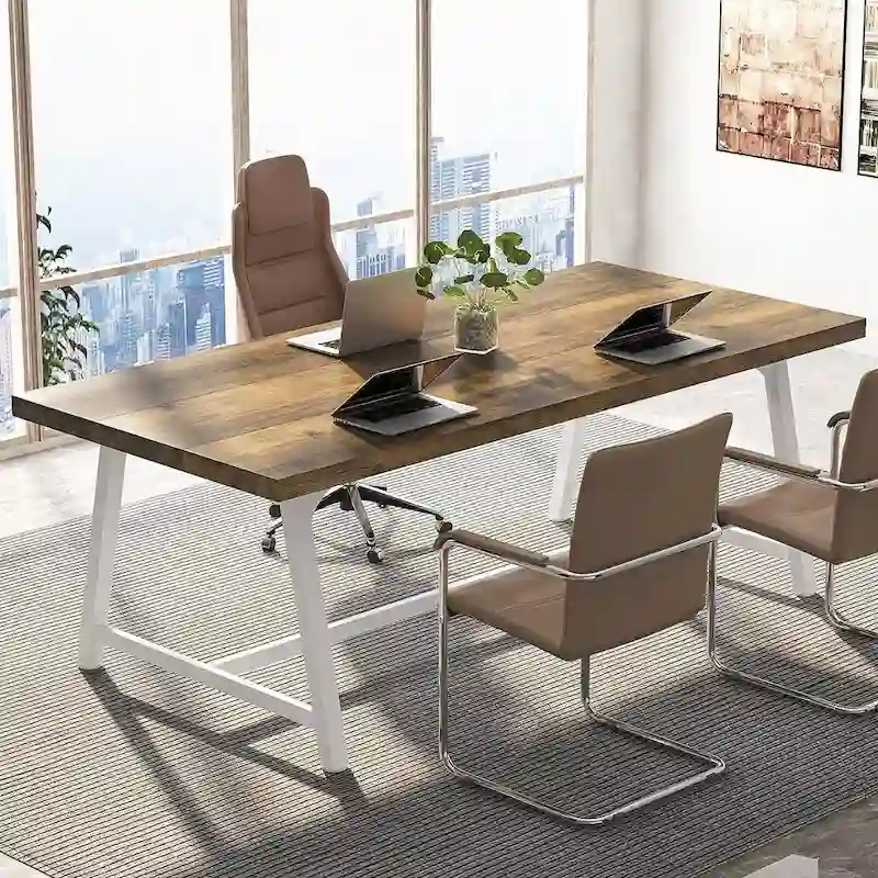 Table de conférence rectangulaire de 183 cm, table de réunion de 180 cm pour 6 personnes