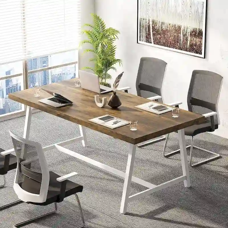Table de conférence rectangulaire de 183 cm, table de réunion de 180 cm pour 6 personnes
