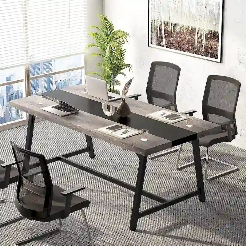 Table de conférence rectangulaire de 183 cm, table de réunion de 180 cm pour 6 personnes