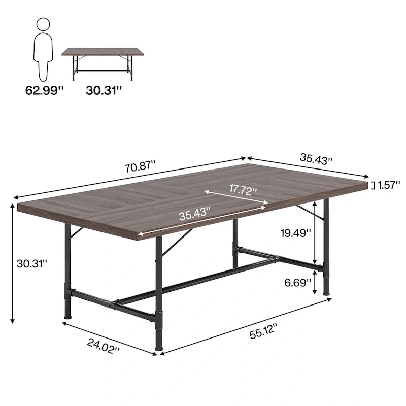 Table de séminaire et de réunion rectangulaire pour salle de conférence, 180 x 90 cm