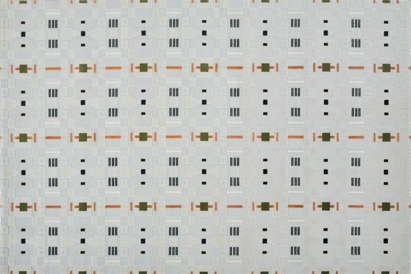 Tapis écru à motifs géométriques verts et orange 200 x 290 cm LOANE