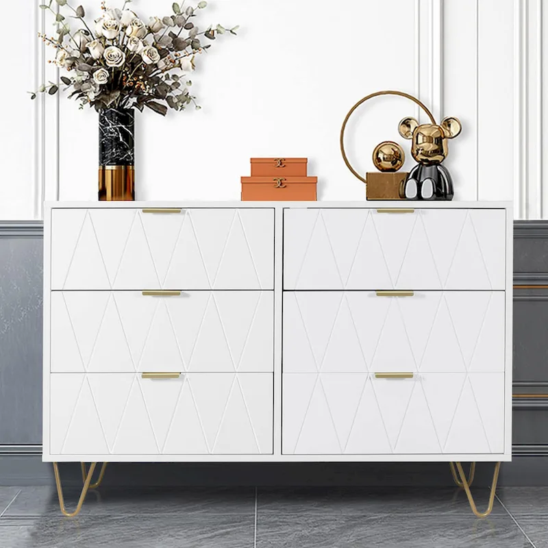 Commode à 6 tiroirs, Meuble de rangement vertical, Unité de rangement pour chambre à coucher et salon