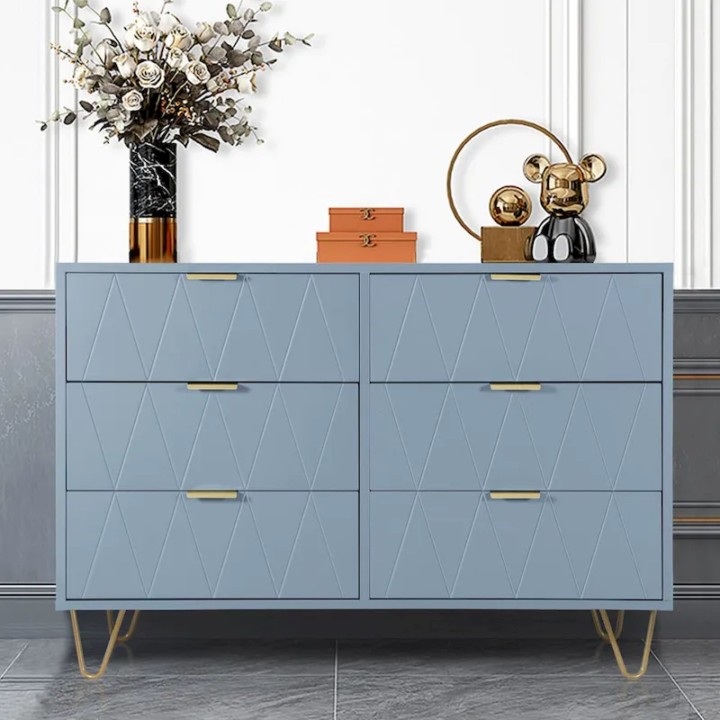 Commode à 6 tiroirs, Meuble de rangement vertical, Unité de rangement pour chambre à coucher et salon