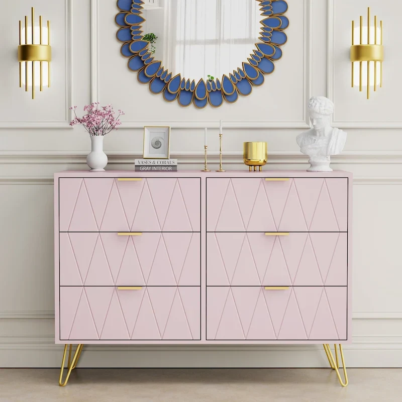 Commode à 6 tiroirs, Meuble de rangement vertical, Unité de rangement pour chambre à coucher et salon