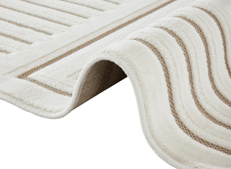 Tapis blanc écru à motifs chevrons 200 x 290 cm AMELIO