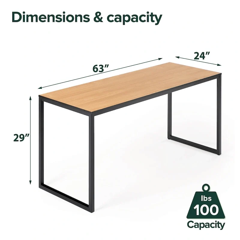 Bureau en métal de 63 pouces avec cadre