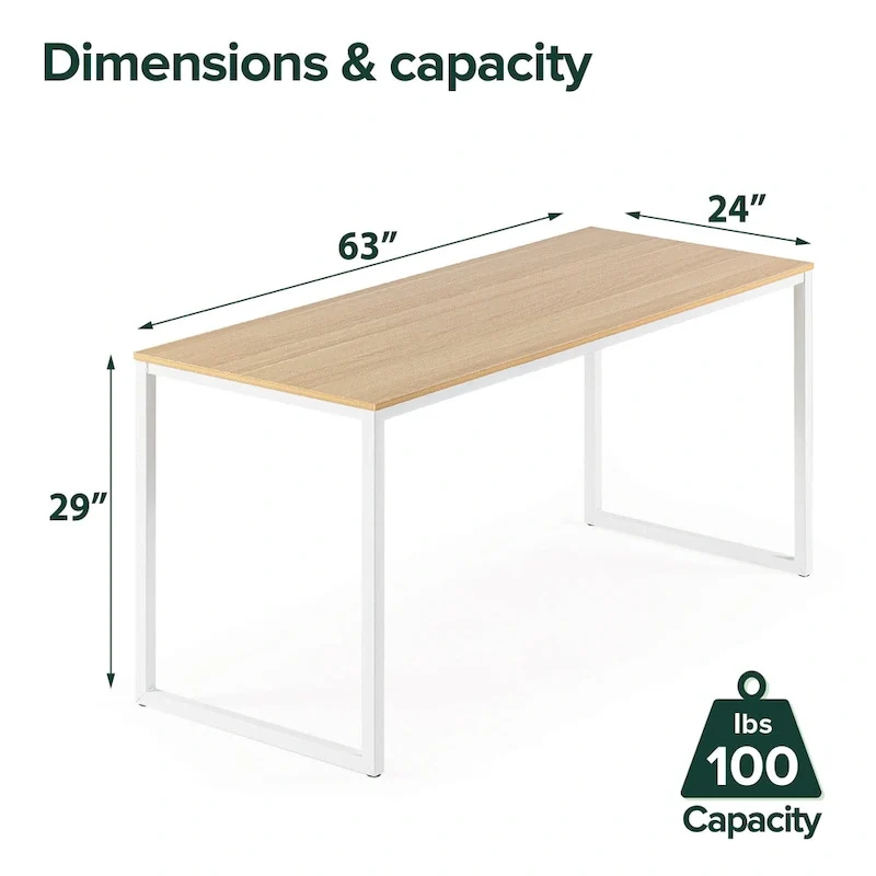 Bureau en métal de 63 pouces avec cadre