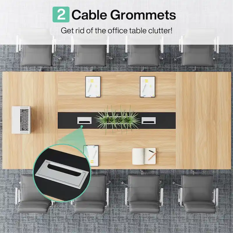 Table de conférence de 2,4 m, grande table de réunion pour 10 personnes, assemblage facile