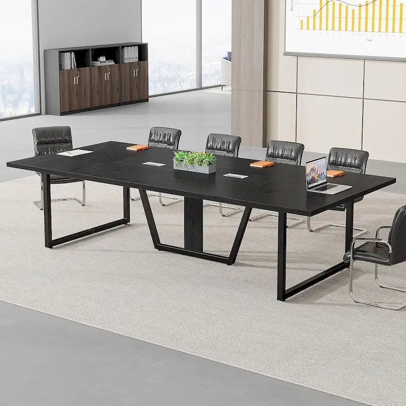 Table de conférence de 2,4 m, grande table de réunion pour 10 personnes, assemblage facile