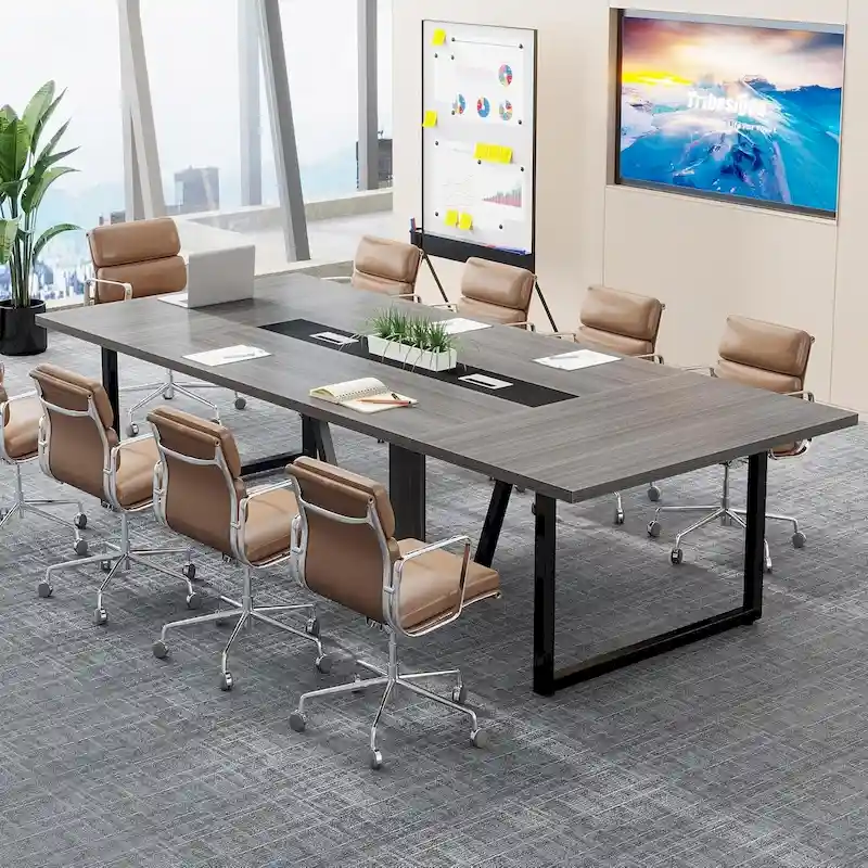 Table de conférence de 2,4 m, grande table de réunion pour 10 personnes, assemblage facile