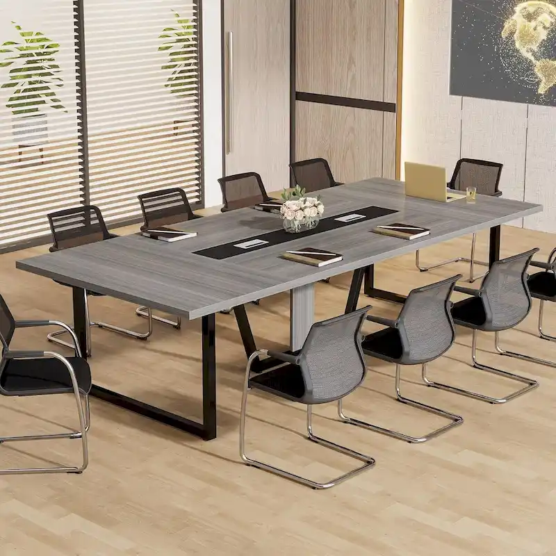 Table de conférence de 2,4 m, grande table de réunion pour 10 personnes, assemblage facile
