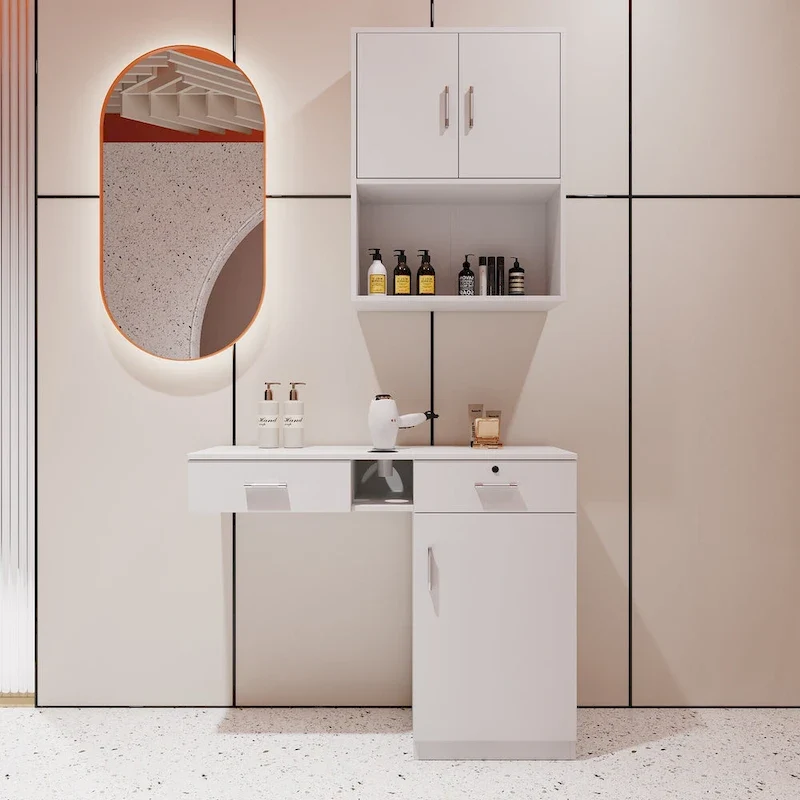 Meuble de rangement mural verrouillable pour salon de coiffure en bois - 15,98 x 40,47 x 32,01