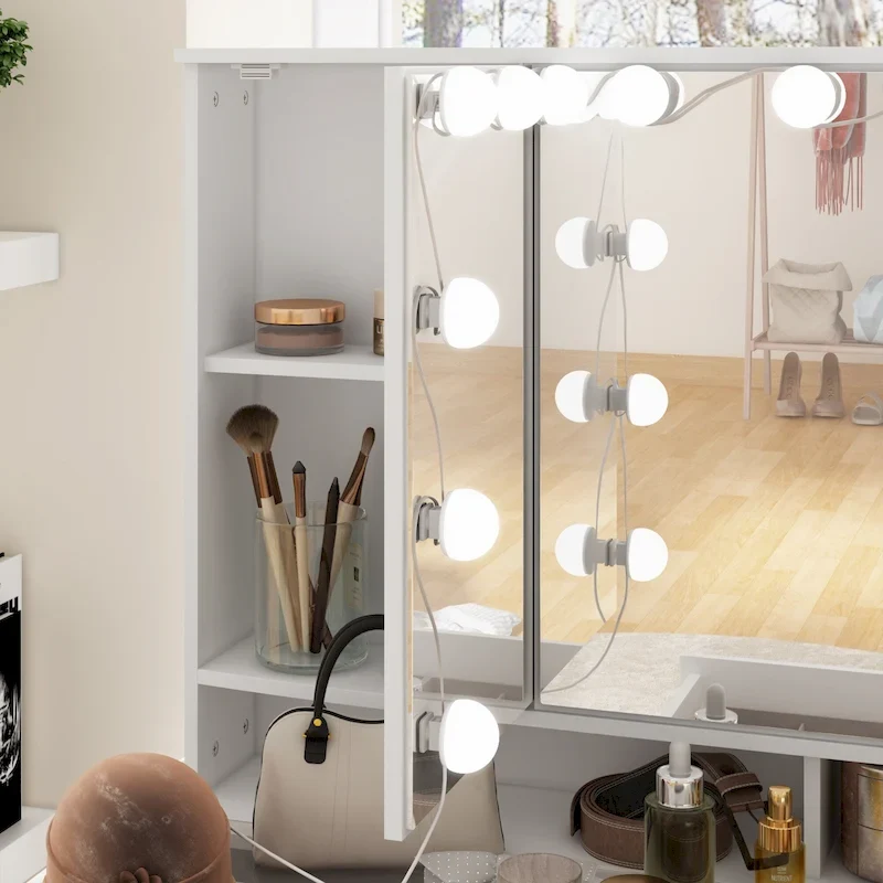 Coiffeuse avec éclairage réglable et tiroirs à fermeture amortie