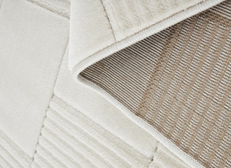 Tapis blanc écru à carreaux texturés 160 x 230 cm KARLINE