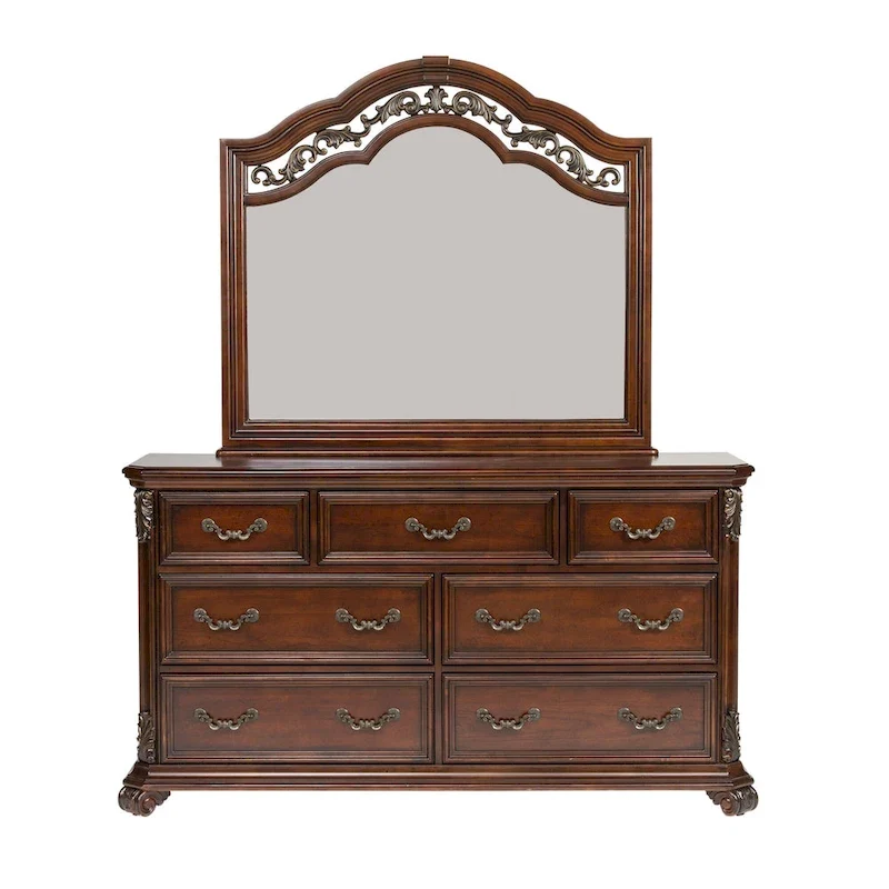 Commode et miroir Cognac