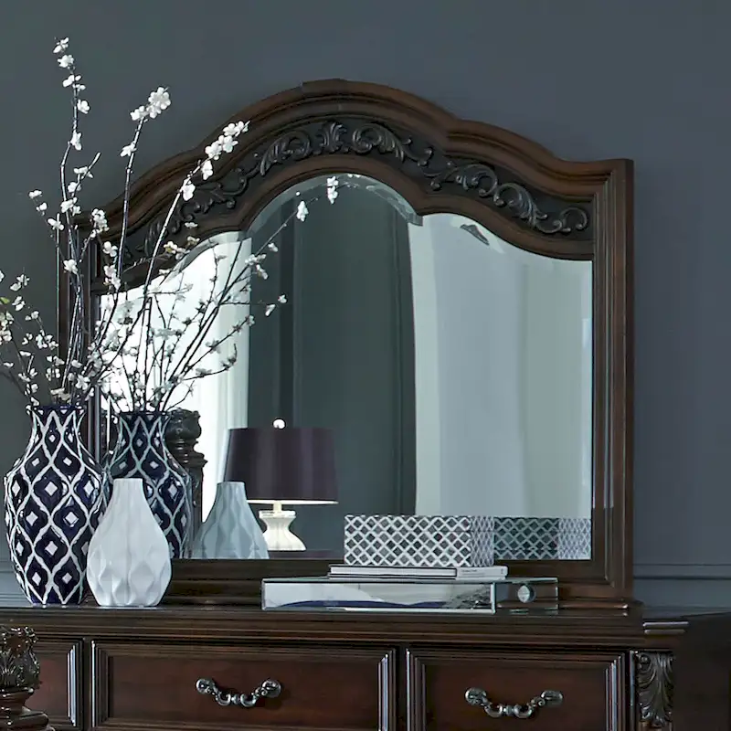Commode et miroir Cognac