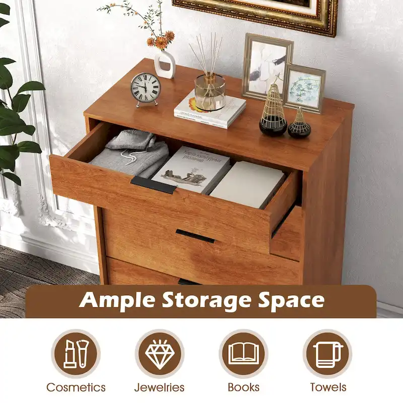 Commode 5 tiroirs avec système de verrouillage, pieds de support en métal et