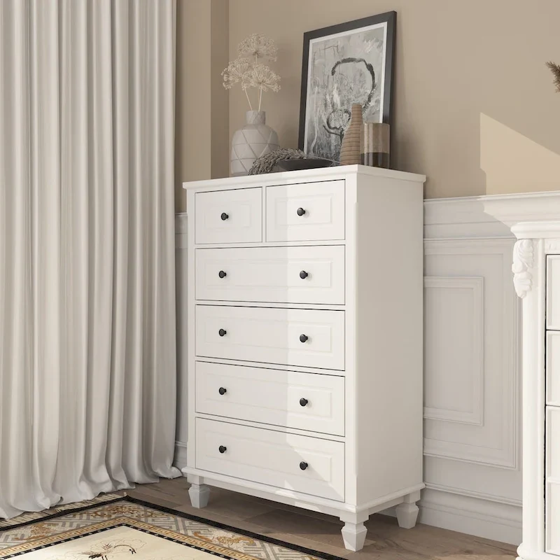 Commode moderne à 6 tiroirs en bois, meuble de rangement organisateur