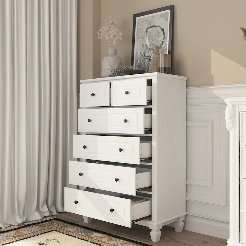 Commode moderne à 6 tiroirs en bois, meuble de rangement organisateur