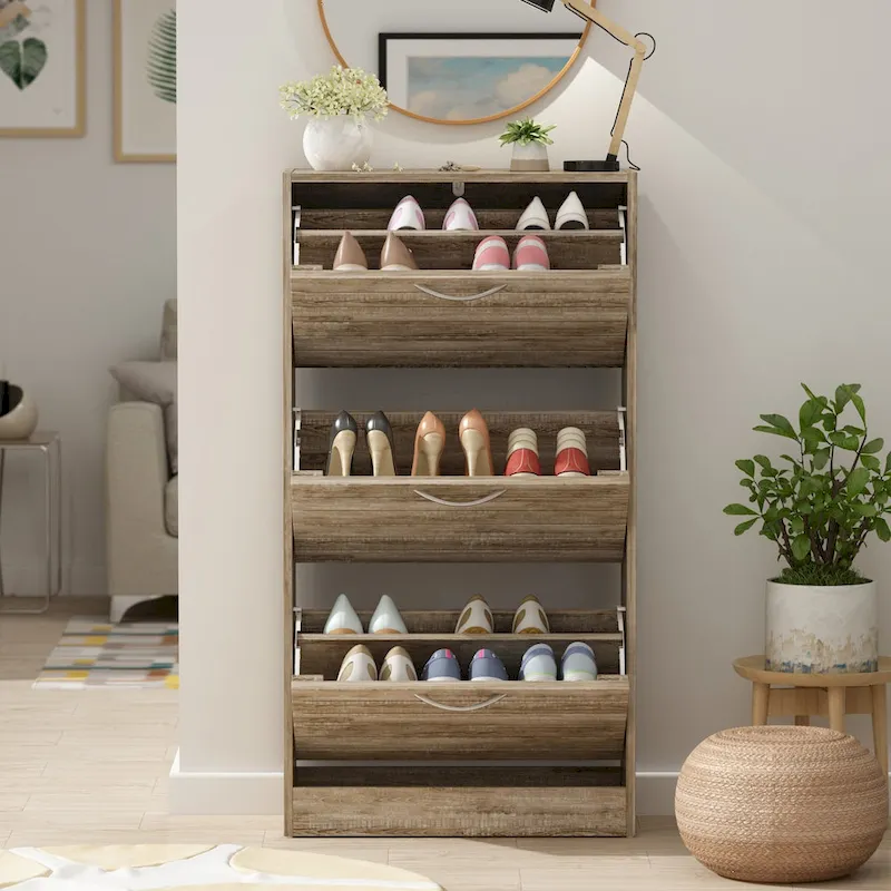Meuble à chaussures avec tiroir basculant pour entrée, meuble de rangement
