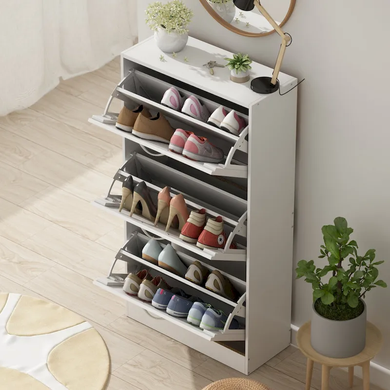 Meuble à chaussures avec tiroir basculant pour entrée, meuble de rangement