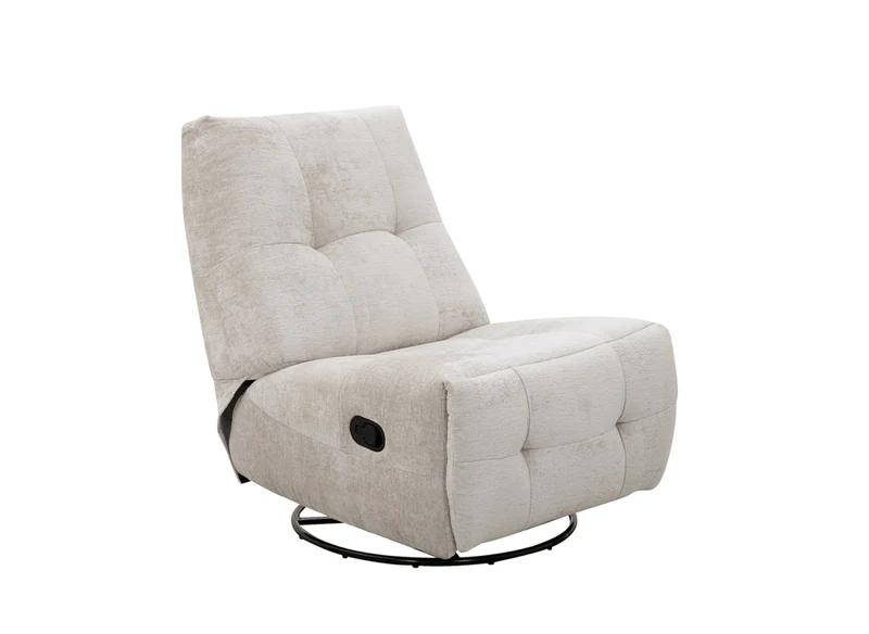 Fauteuil relax pivotant en velours chiné beige LISON