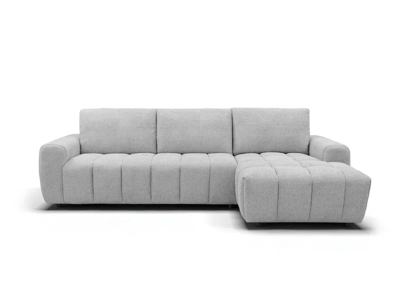 Canapé d'angle convertible ouverture express en tissu gris AGATHE - Angle droit