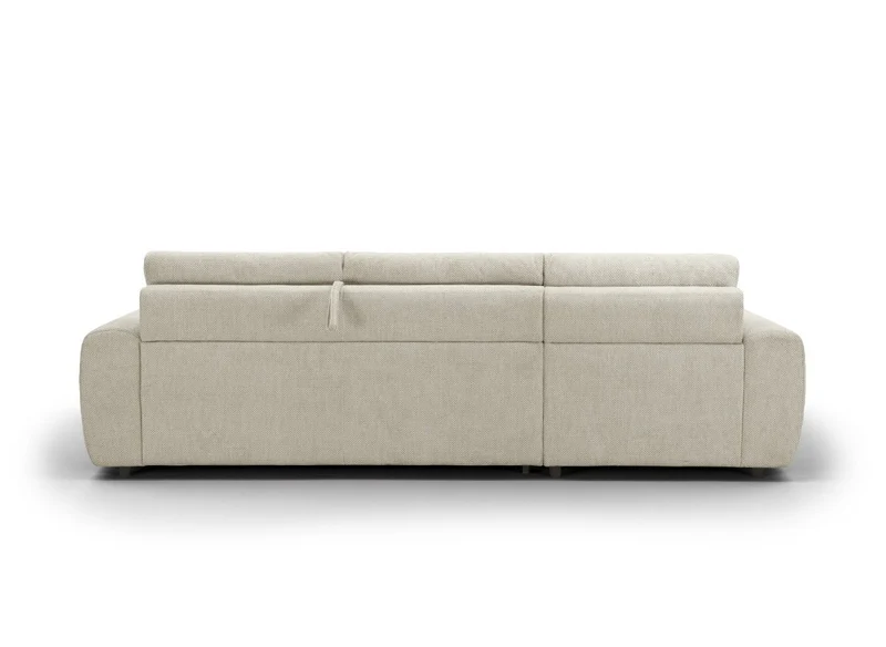 Canapé d'angle convertible ouverture express en tissu beige AGATHE - Angle gauche