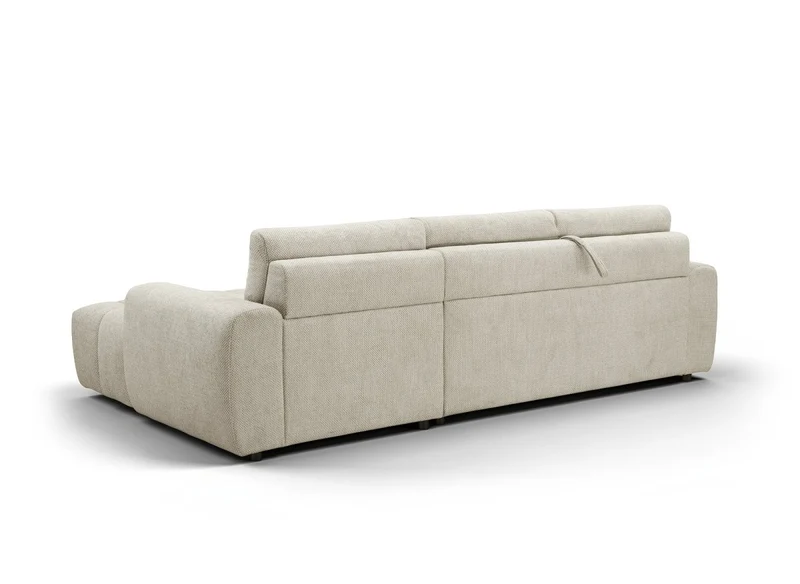 Canapé d'angle convertible ouverture express en tissu beige AGATHE - Angle droit