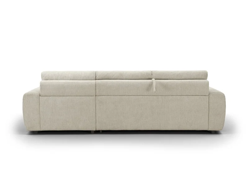 Canapé d'angle convertible ouverture express en tissu beige AGATHE - Angle droit