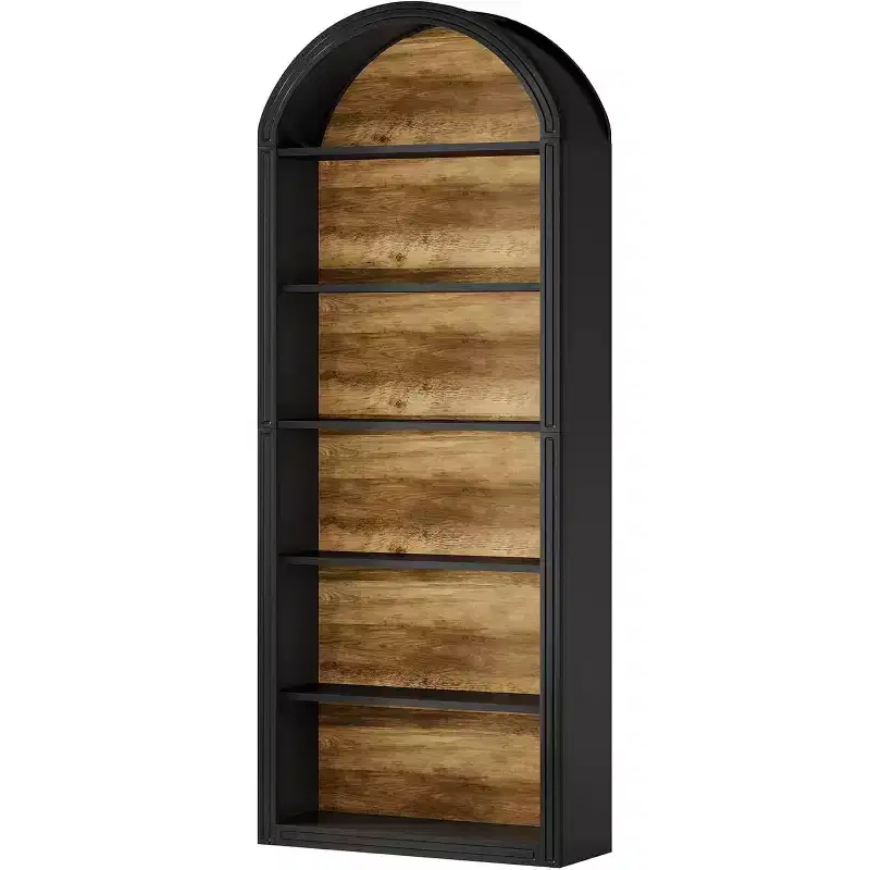 Étagère à livres arquée à 6 niveaux, bibliothèque haute de 196 cm, unité d'étagères de rangement ouverte autoportante pour salon, bureau à domicile