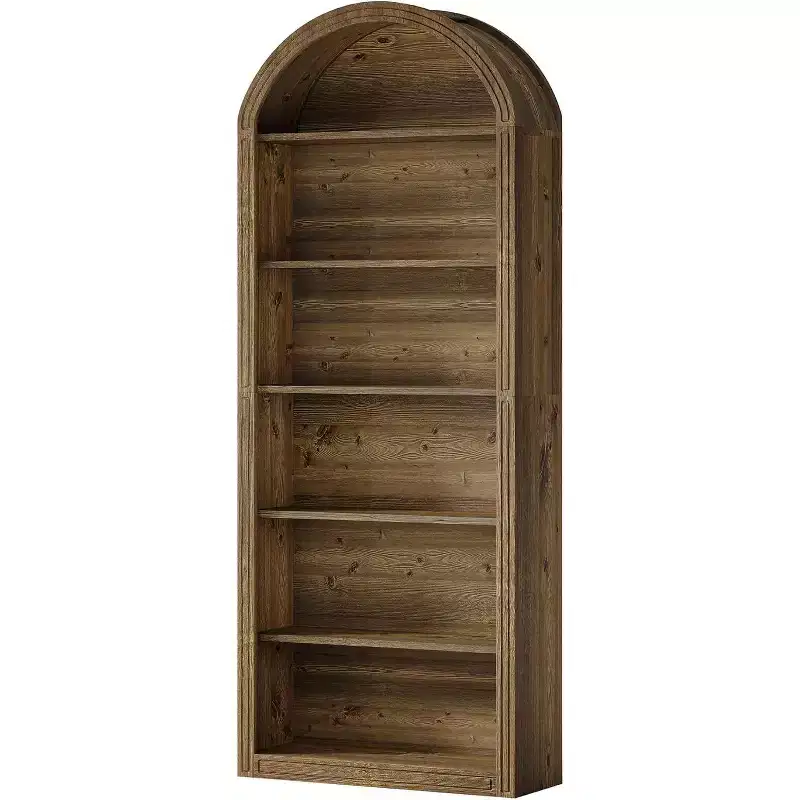 Étagère à livres arquée à 6 niveaux, bibliothèque haute de 196 cm, unité d'étagères de rangement ouverte autoportante pour salon, bureau à domicile