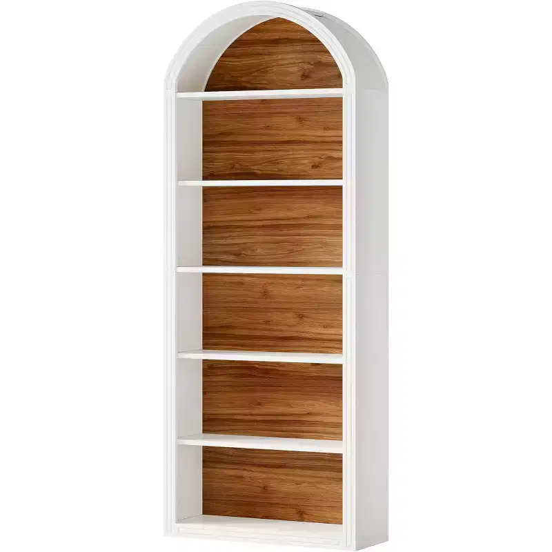 Étagère à livres arquée à 6 niveaux, bibliothèque haute de 196 cm, unité d'étagères de rangement ouverte autoportante pour salon, bureau à domicile