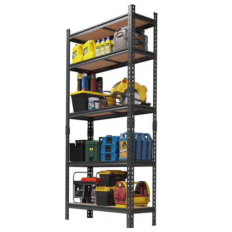 Étagères de Rangement 5 Niveaux, Étagère de Garage Robuste et Réglable en Métal, Étagères de Garage pour Sous-sol, Cuisine, Noir
