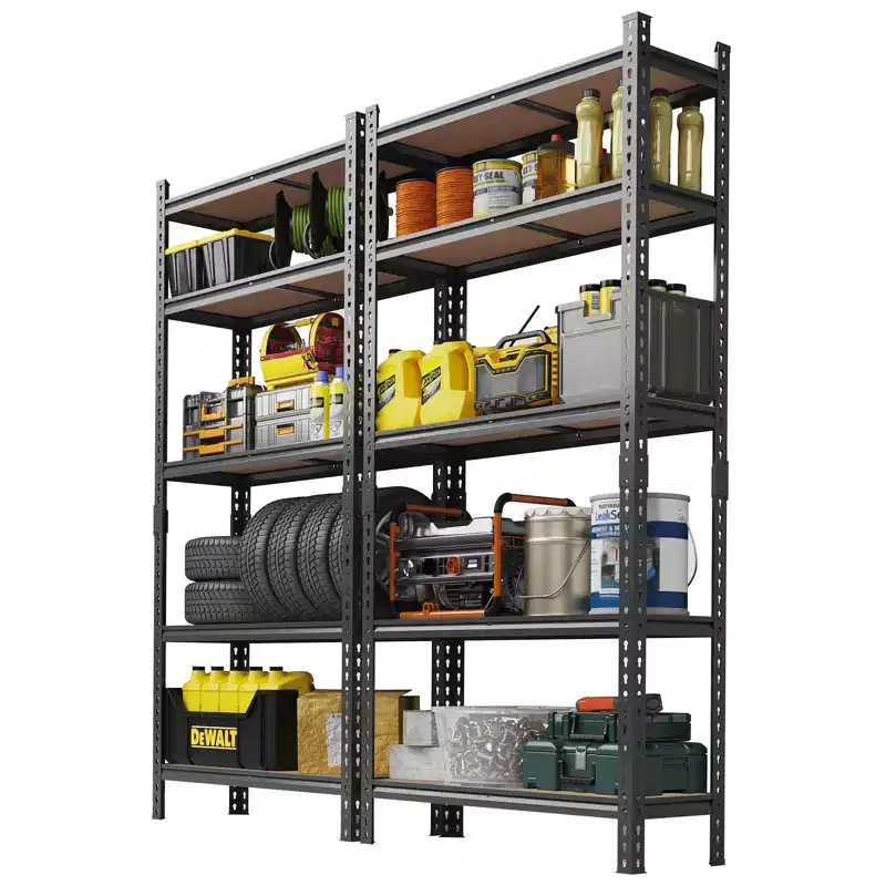 Étagères de Rangement 5 Niveaux, Étagère de Garage Robuste et Réglable en Métal, Étagères de Garage pour Sous-sol, Cuisine, Noir