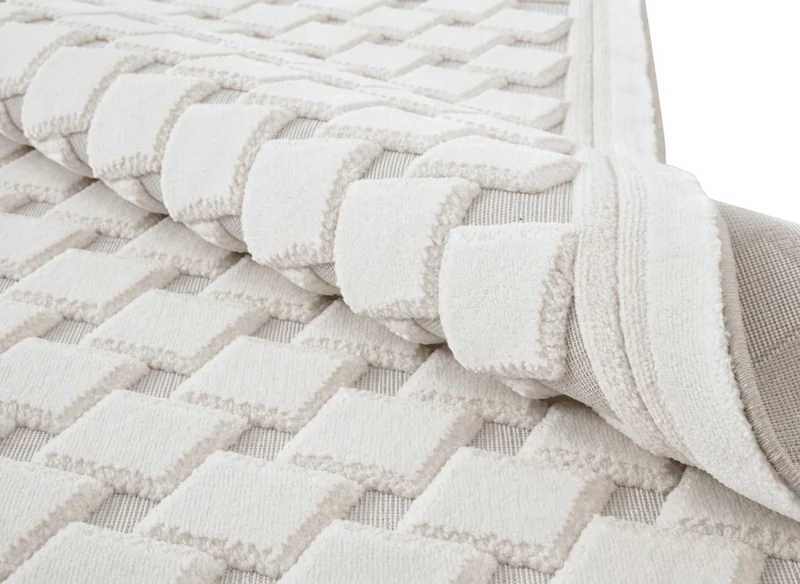 Tapis blanc écru effet moulure parisienne 154 x 230 cm LERIS