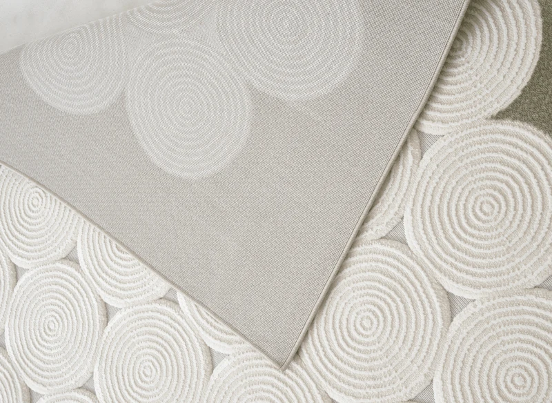 Tapis à motifs rond blanc écru 154 x 230 cm CLARA