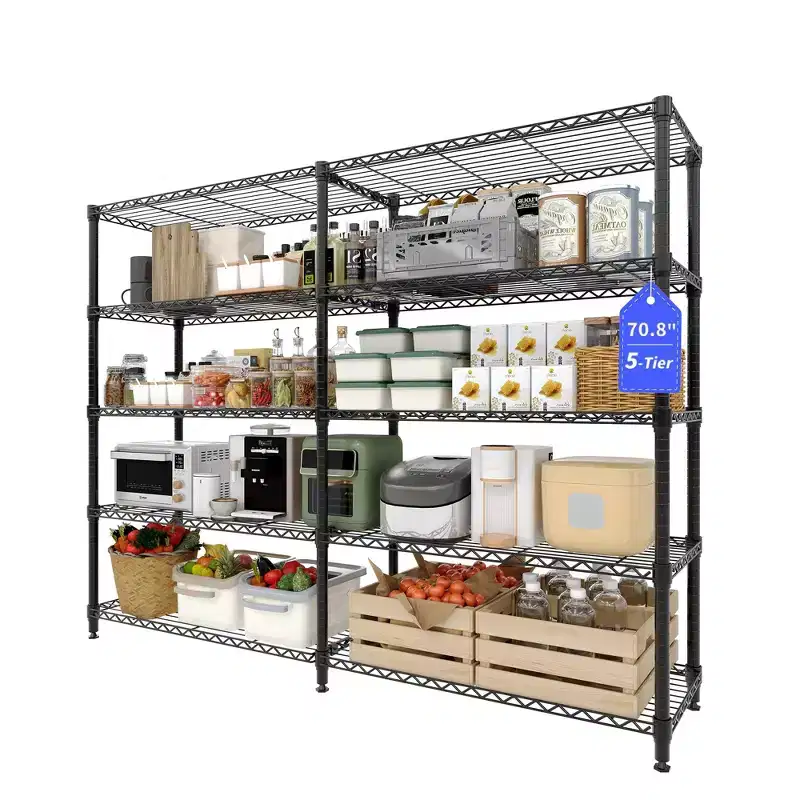 Étagères de rangement à 5 niveaux, étagère métallique, étagères grillagées réglables, rayonnages de garage robustes sur pied